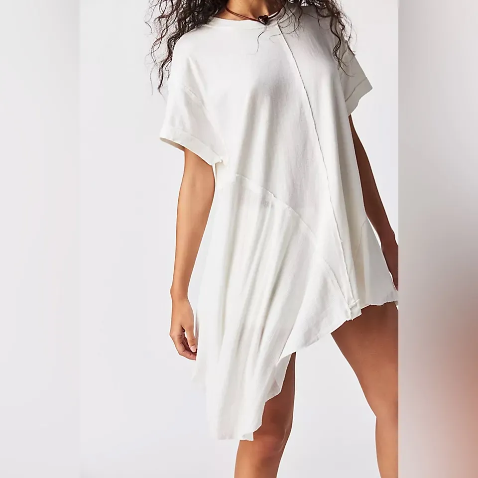 Free People my side tee tunic long line ribbed slouchy crewneck asymmetrical - Image 9