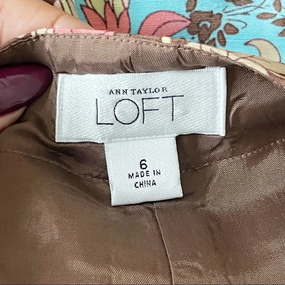 LOFT | Psychedelic Floral Print Linen Silk Blend Pants Sz 6 - Image 8