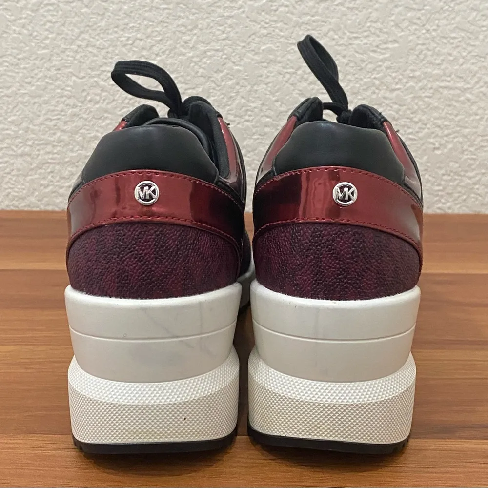 MICHAEL Michael Kors Georgie Trainer Wedge Sneakers Glitter Black/Red Size 7.5M - Image 4