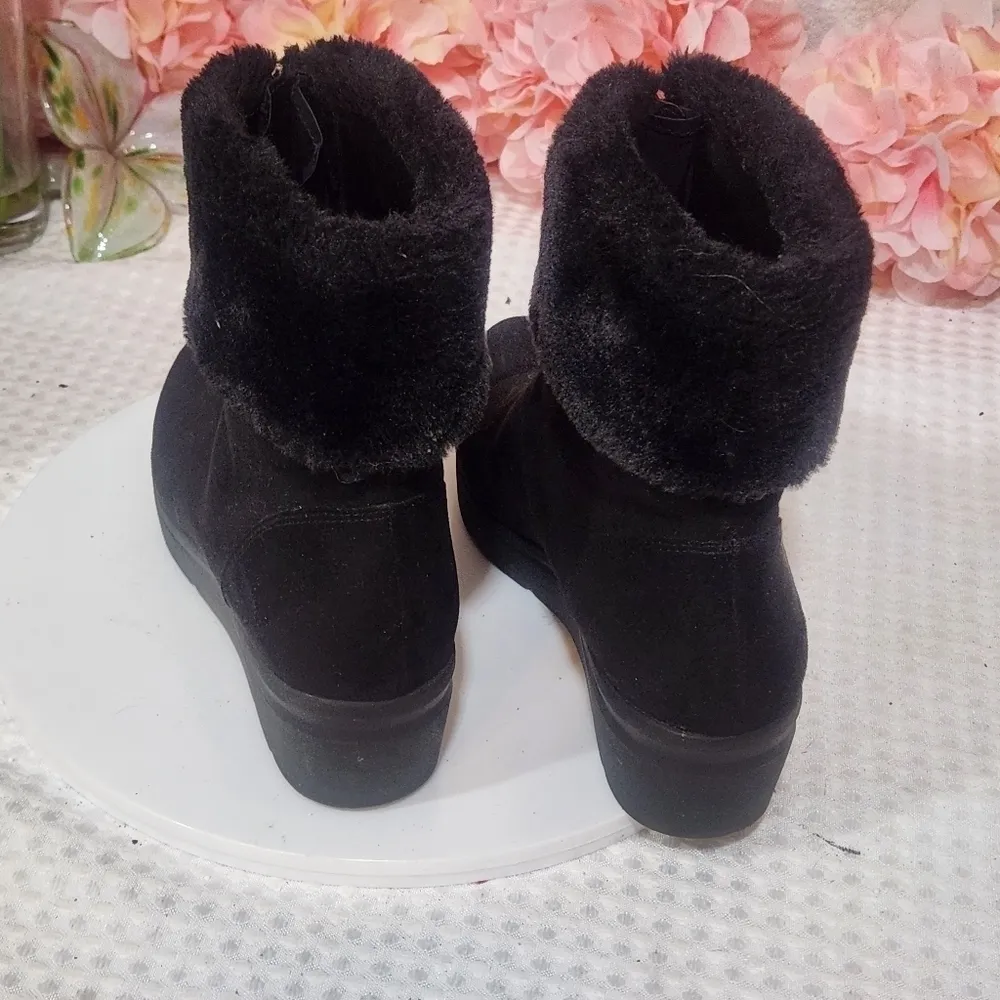 ANNE Klein Sport Winter Bootie Black Suede Water Resistant Size 7.5M - Image 3