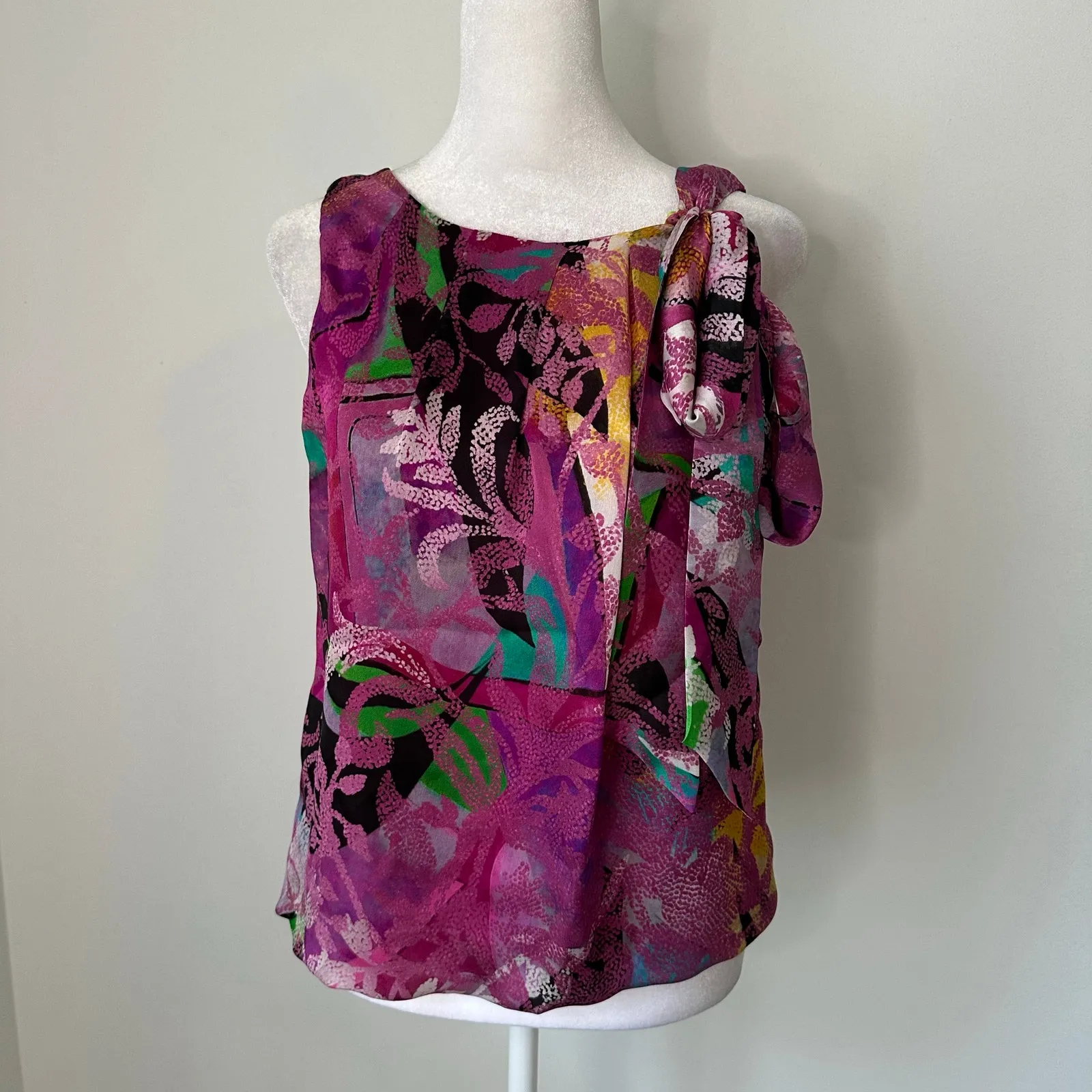 MaxMara magenta multicolor sleeveless silk top size 4 - Image 2