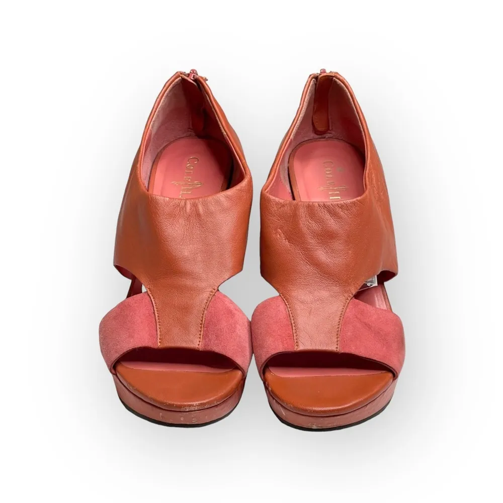 Cole Haan 𖦹 Air Donella Leather Open Toe Zip Wedges Sandals 𖦹 Salmon Leather - Image 8