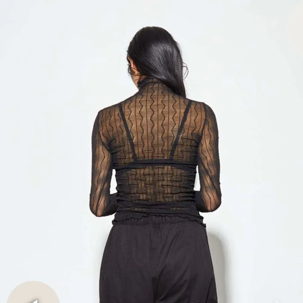 Find Me Now Second Skin Ross Mesh Top Long Sleeve Mock Neck Small Gray Edgy Chic - Image 2