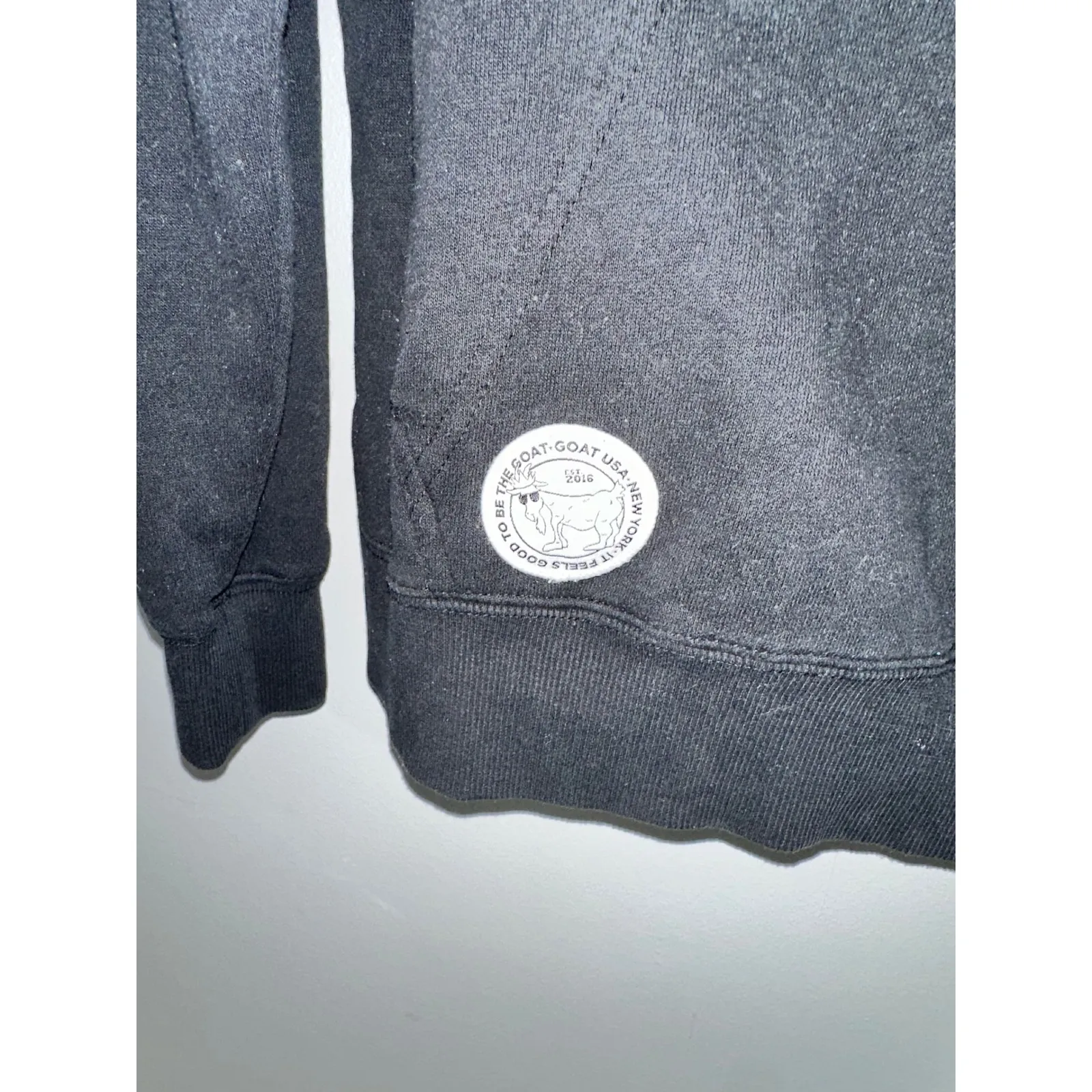 GOAT USA Men's Hoodie Sweatshirt Black Small Pullover Embroidered Goat Graphic - Image 3