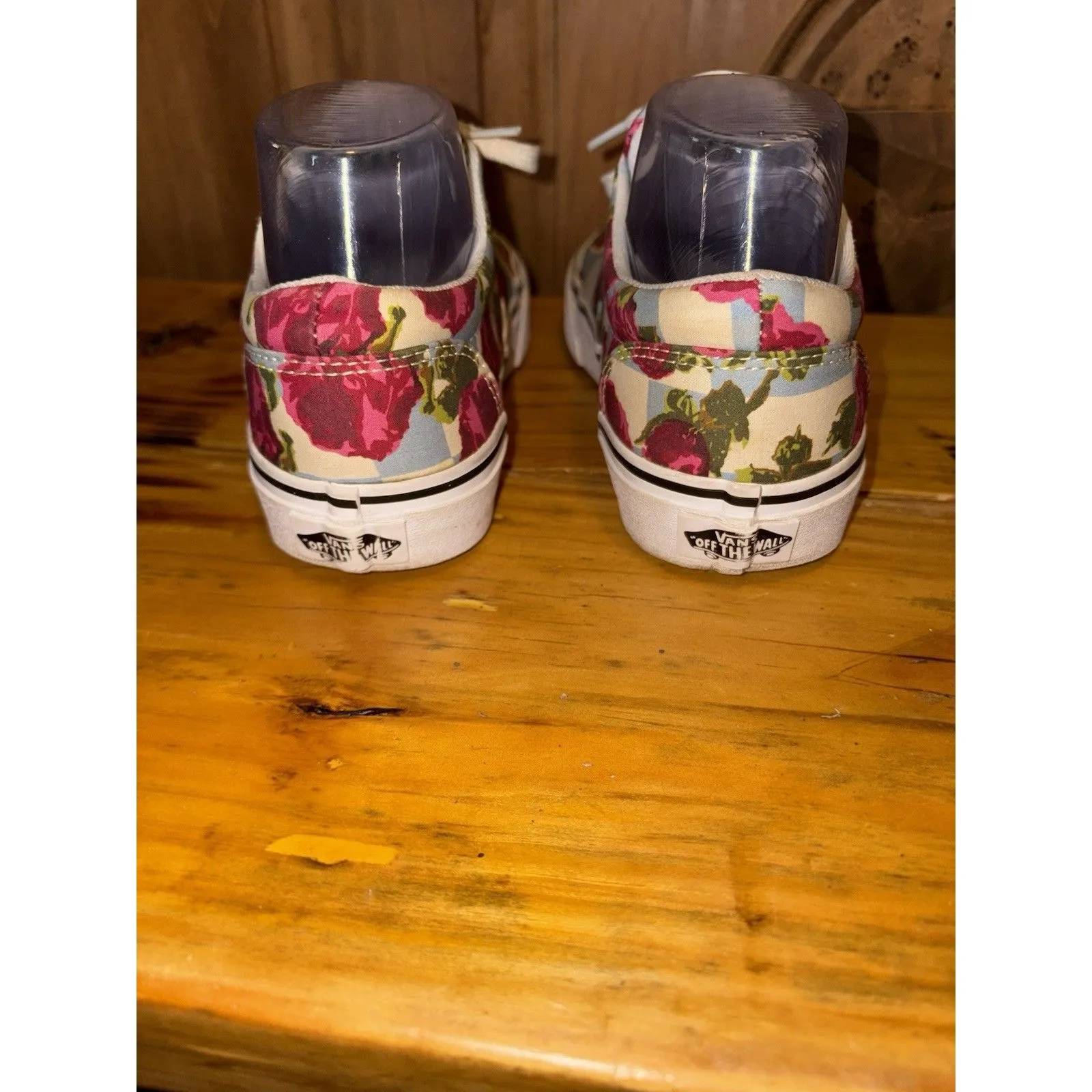 VANS Womens Doheny Checker Roses Low Skate Shoe Size 6 Lace Floral Canvas - Image 7