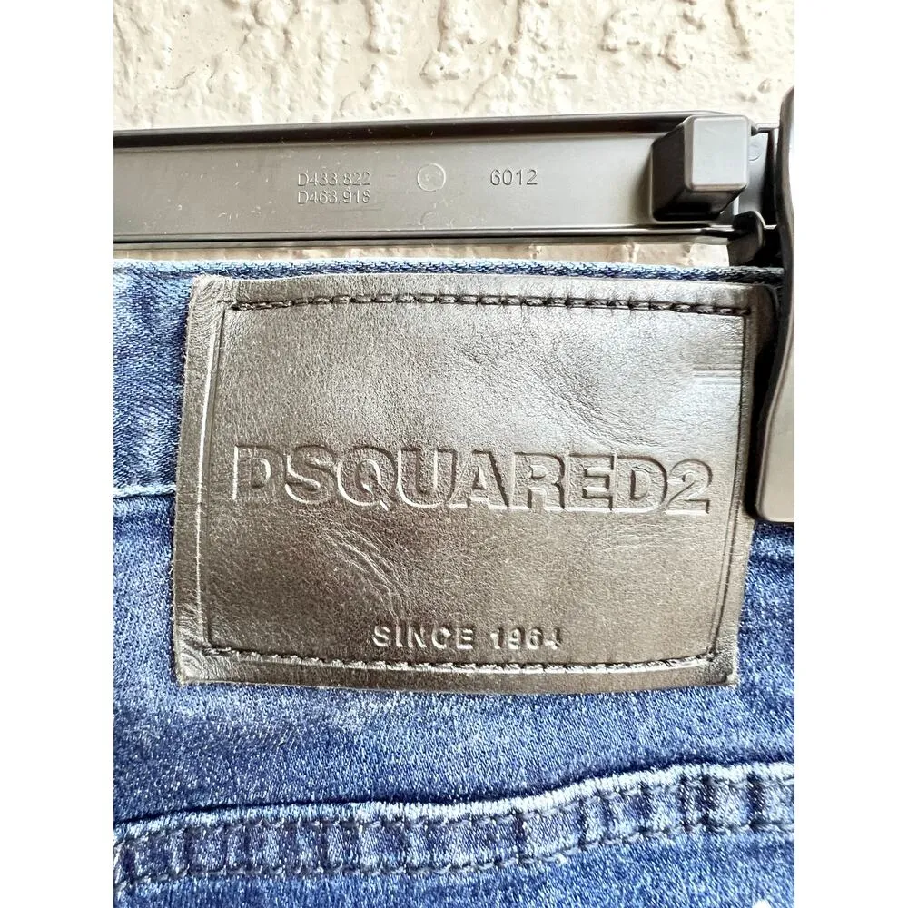 Dsquared 2 Mid Rise Slim Skinny Leg Jeans Kinky Wash Denim Blue Women's 36 /US 4 - Image 6