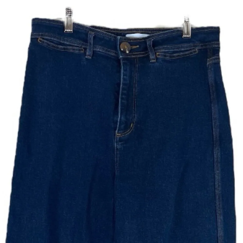 LOFT Jeans High Waist Wide Leg 11” High Rise Crop Dark Wash Women’s Size 6 - Image 3