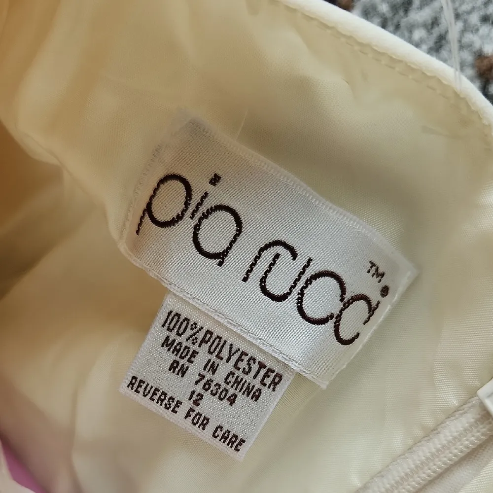 Vintage Pia Rucci Beaded Pearl Long Sleeve Midi Dress Cream 12 - Image 2