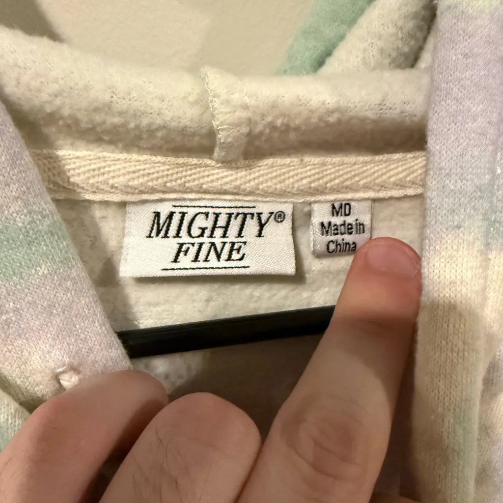 "Be The Change" Mighty Fine Sun Tie Dyed Cropped Boxy Hoodie Sweatshirt Size Med - Image 7