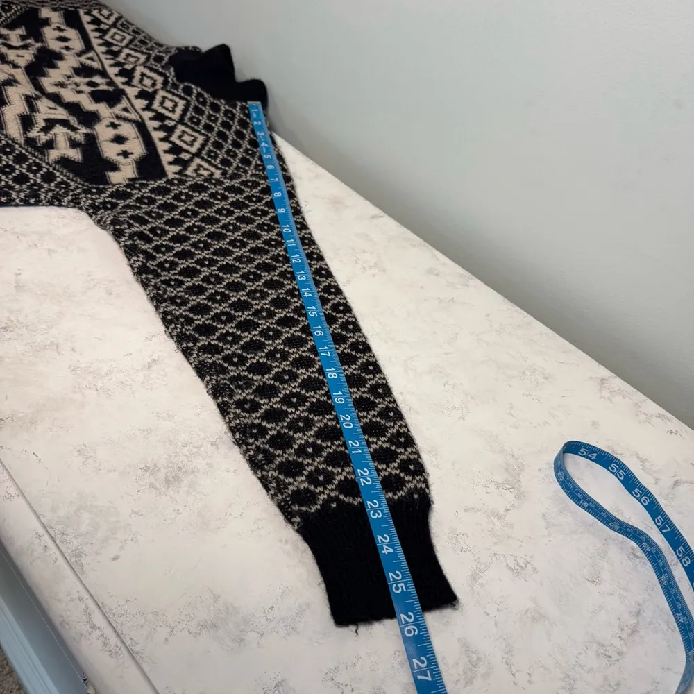 Vintage 80’s Beldoch Popper Sweater Size S Black Tan Southwest Patterned - Image 8