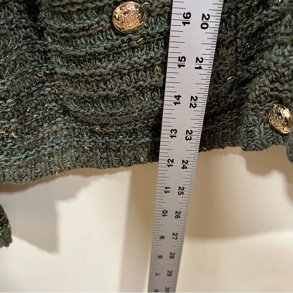 NWT Talbots TUCK STITCH CREWNECK CARDIGAN size XL Petite COLOR 
OAK MOSS MULTI - Image 11