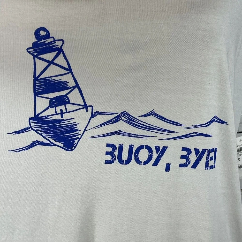 Style & Co 0X-Large Top Graphic Dolman Sleeve V-Neck Semi-Sheer White "Buoy Bye" - Image 2