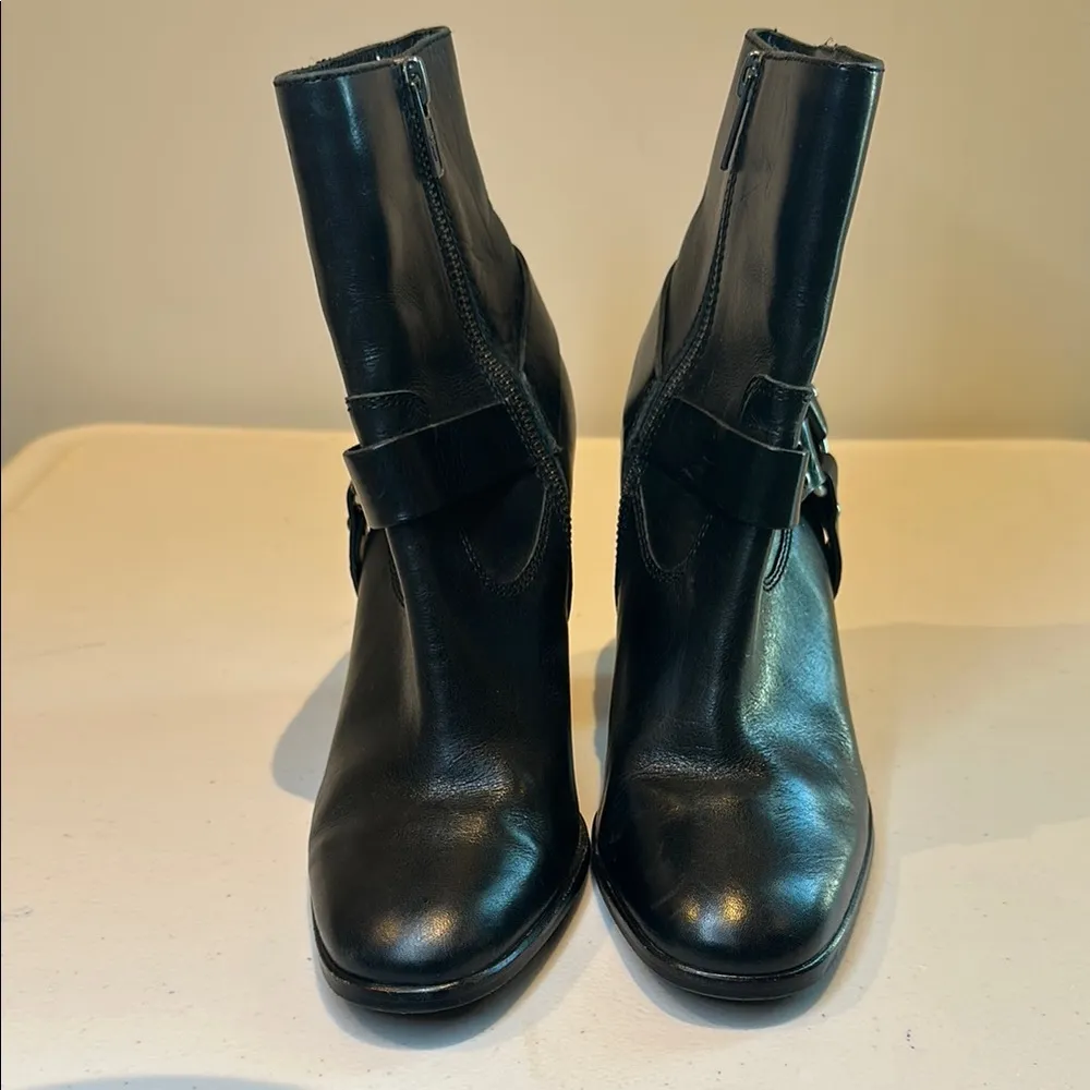 Frye Black Leather Zip Ankle Boots - Image 2