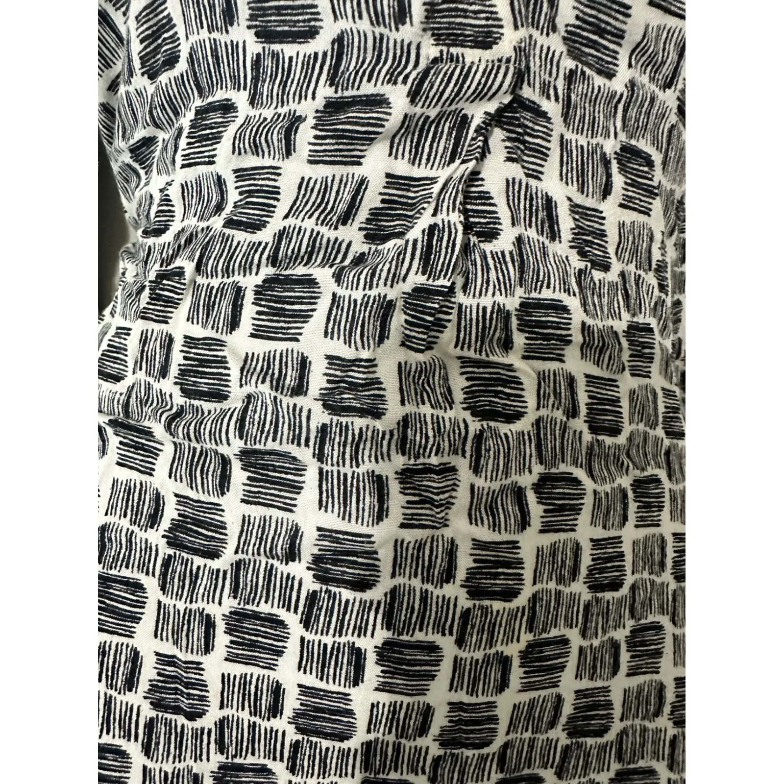 Rock Flower Paper‎ Medium Black White Graphic Print Button Down Long Sleeve Top - Image 3