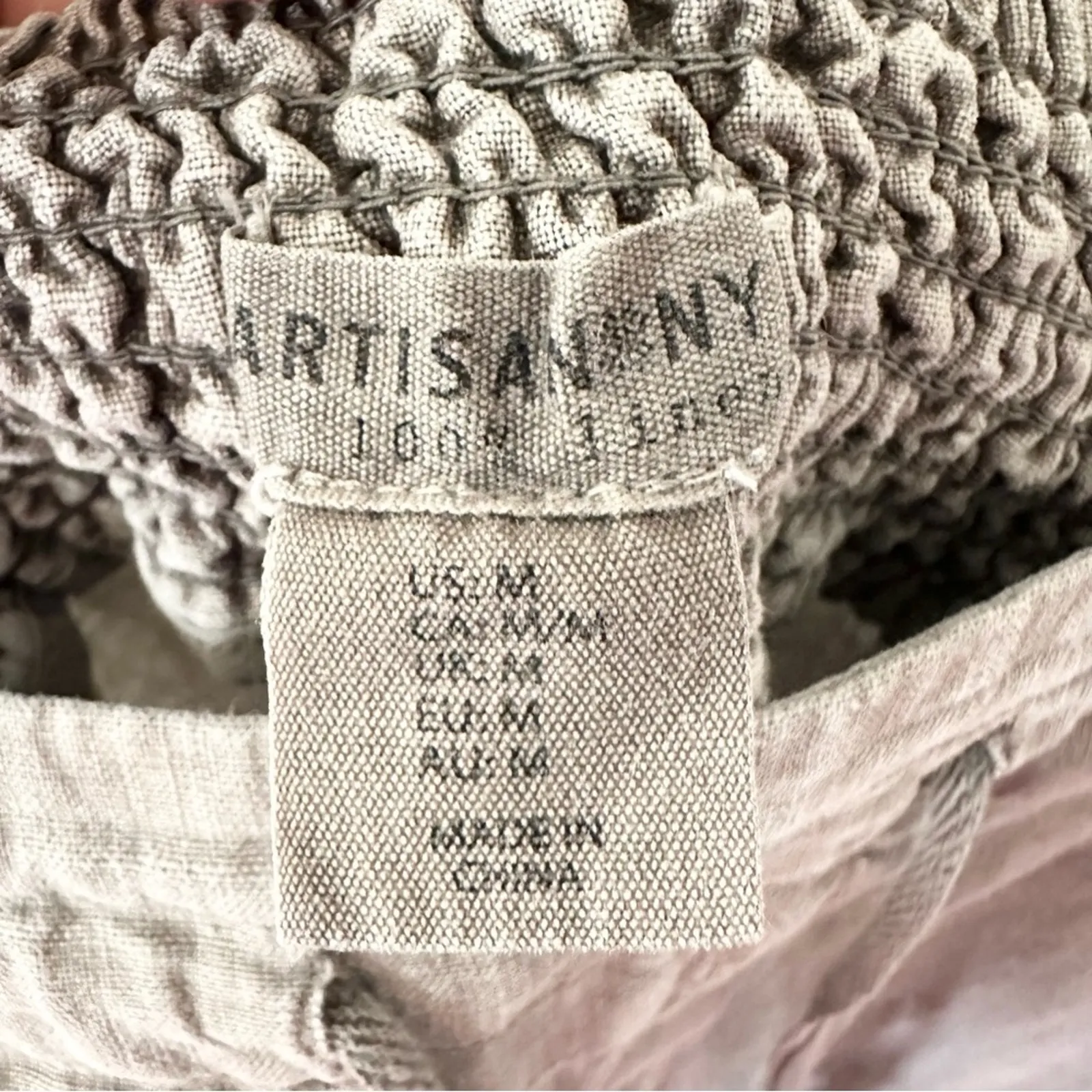 Artisan NY Linen Grey Wide Leg Drawstring Casual Beach Coastal Pants Medium - Image 9