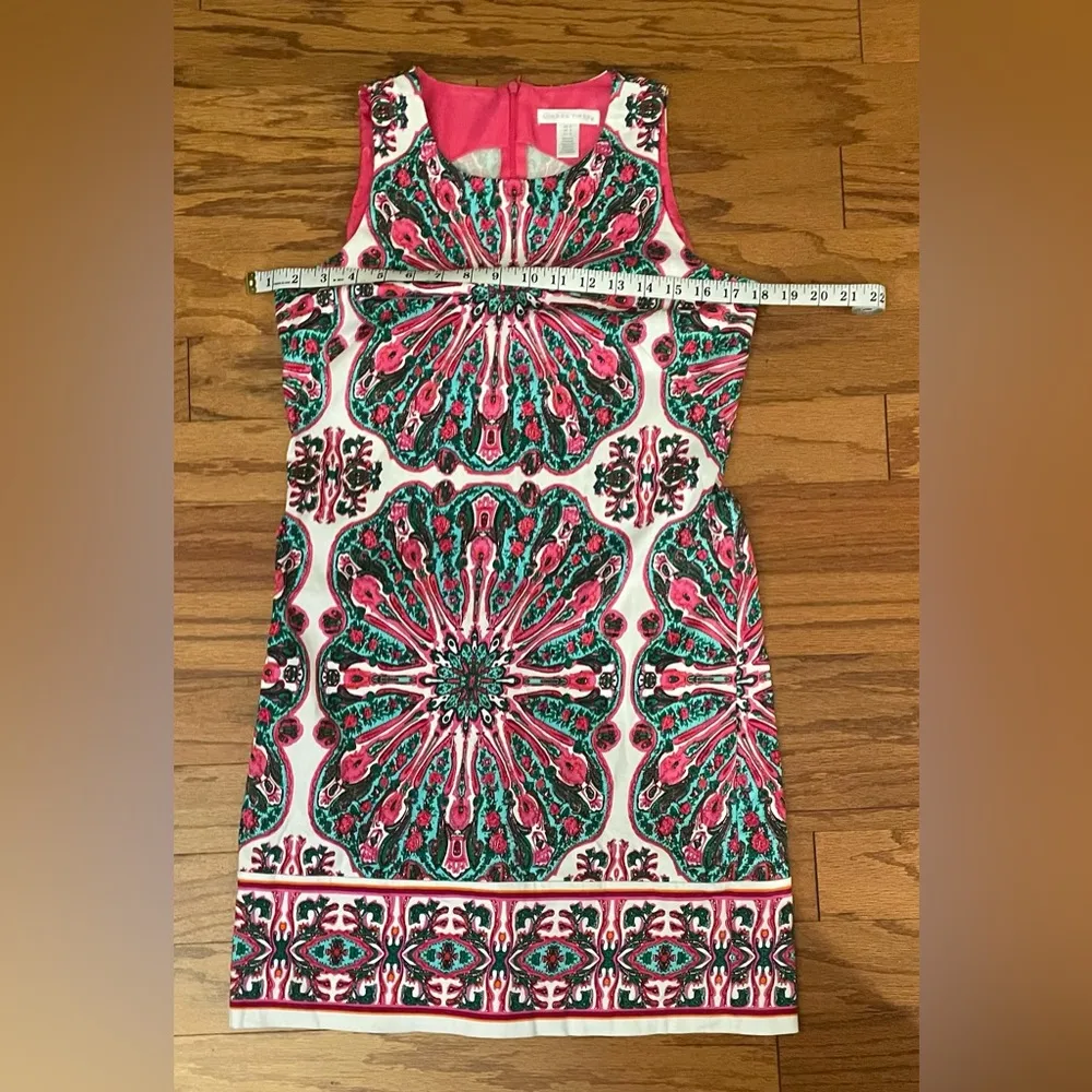 London Times- Pink and Green Floral Dress Size 4 - Image 8