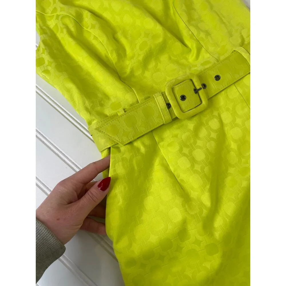 NWOT Banana Republic Canary Yellow Sleeveless Textured Lined Belt Sheath Dress 0 - Image 5