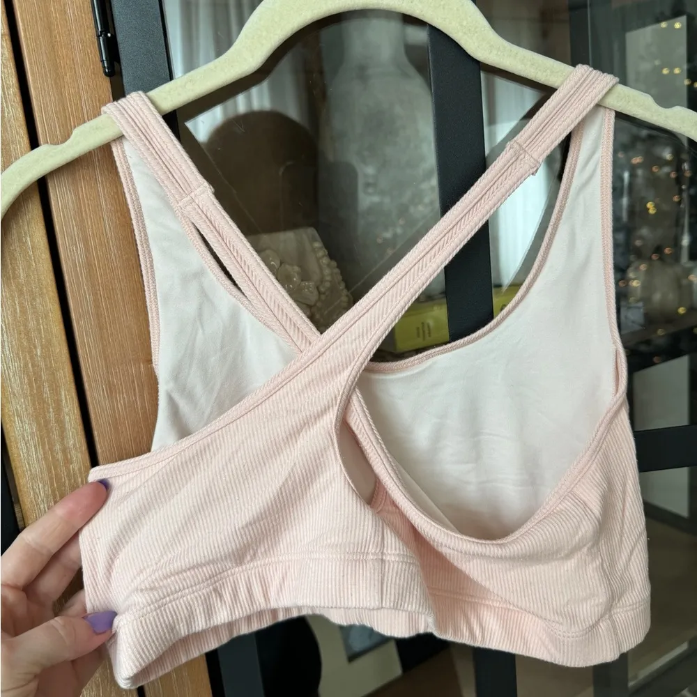 Tommy John Ribbed Bralette tank Second Skin criss cross back modal blush peach Pink Size M - Image 3