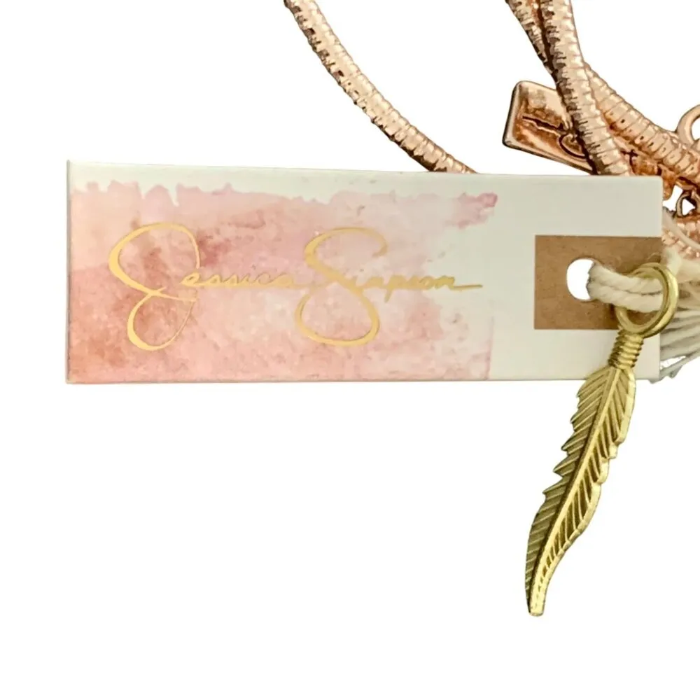 Jessica Simpson Rose Gold & Crystal Accent Bangle Bracelet Set of 6 New Signed - Image 6