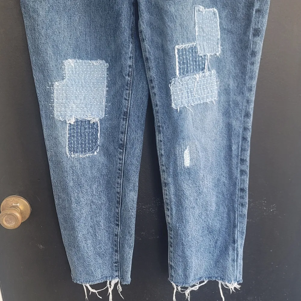 Old Navy Extra High Rise O.G Straight Patchwork Plus Sized Denim Jeans 14 - Image 8