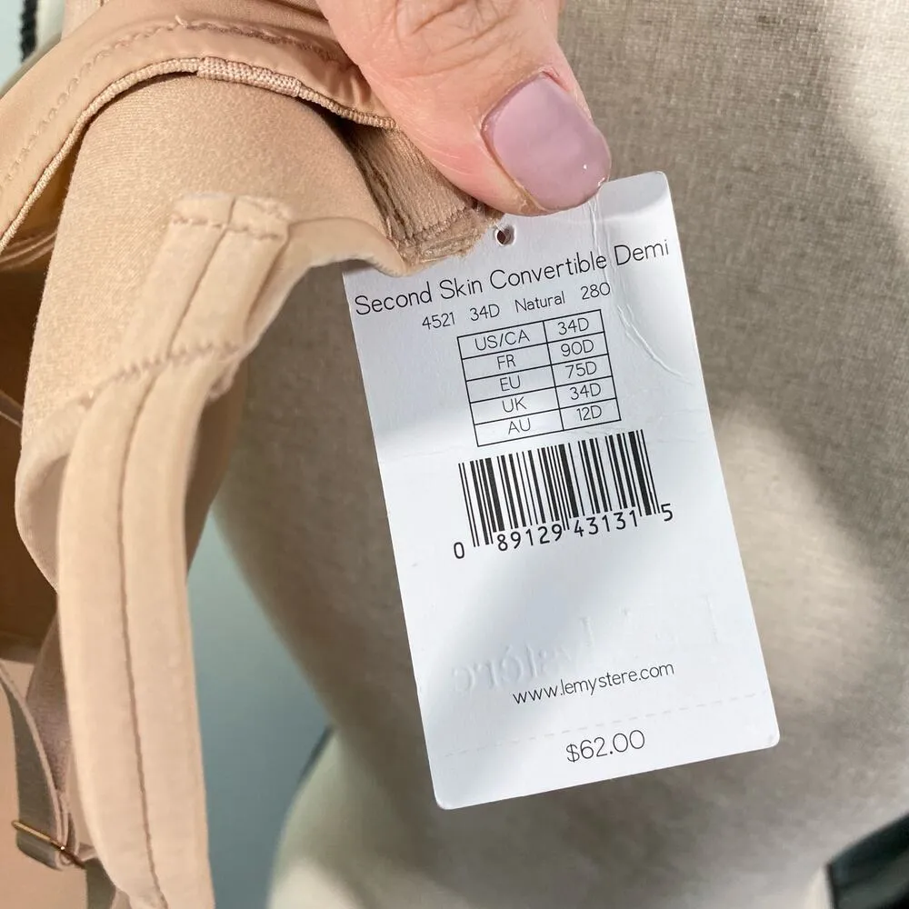 Le Mystere Natural Second Skin Convertible Demi Contour Bra Size 34D NWT - Image 7