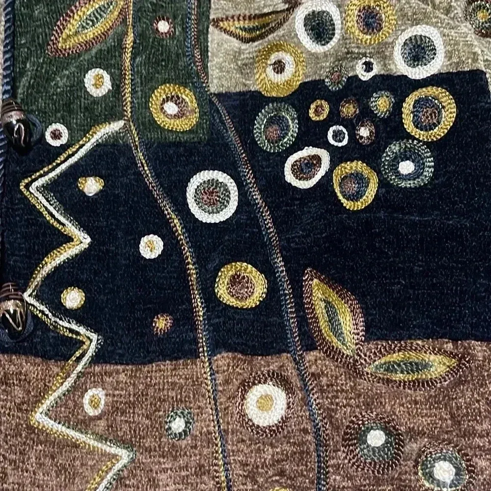 Indigo Moon Embroidered Jacket Funky Art To Wear Unique Quirky Bold Artisanal Brown - Image 7