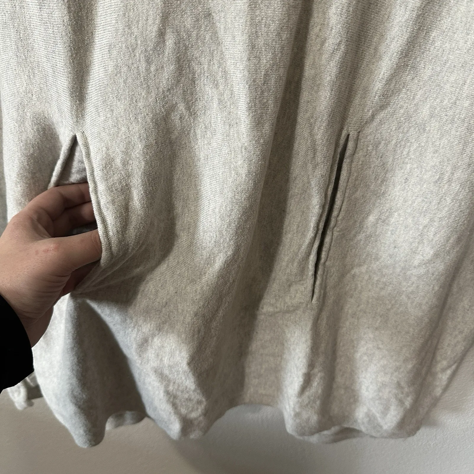 Garnet Hill 100% Organic Cotton Gray Kangaroo Pocket Sweater Tunic Top Size XL‎ - Image 2