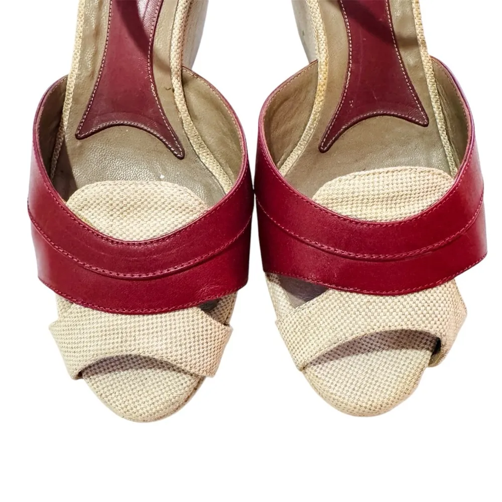 MARNI red leather wedge sandals MADE IN ITALY Size 8 - Image 5
