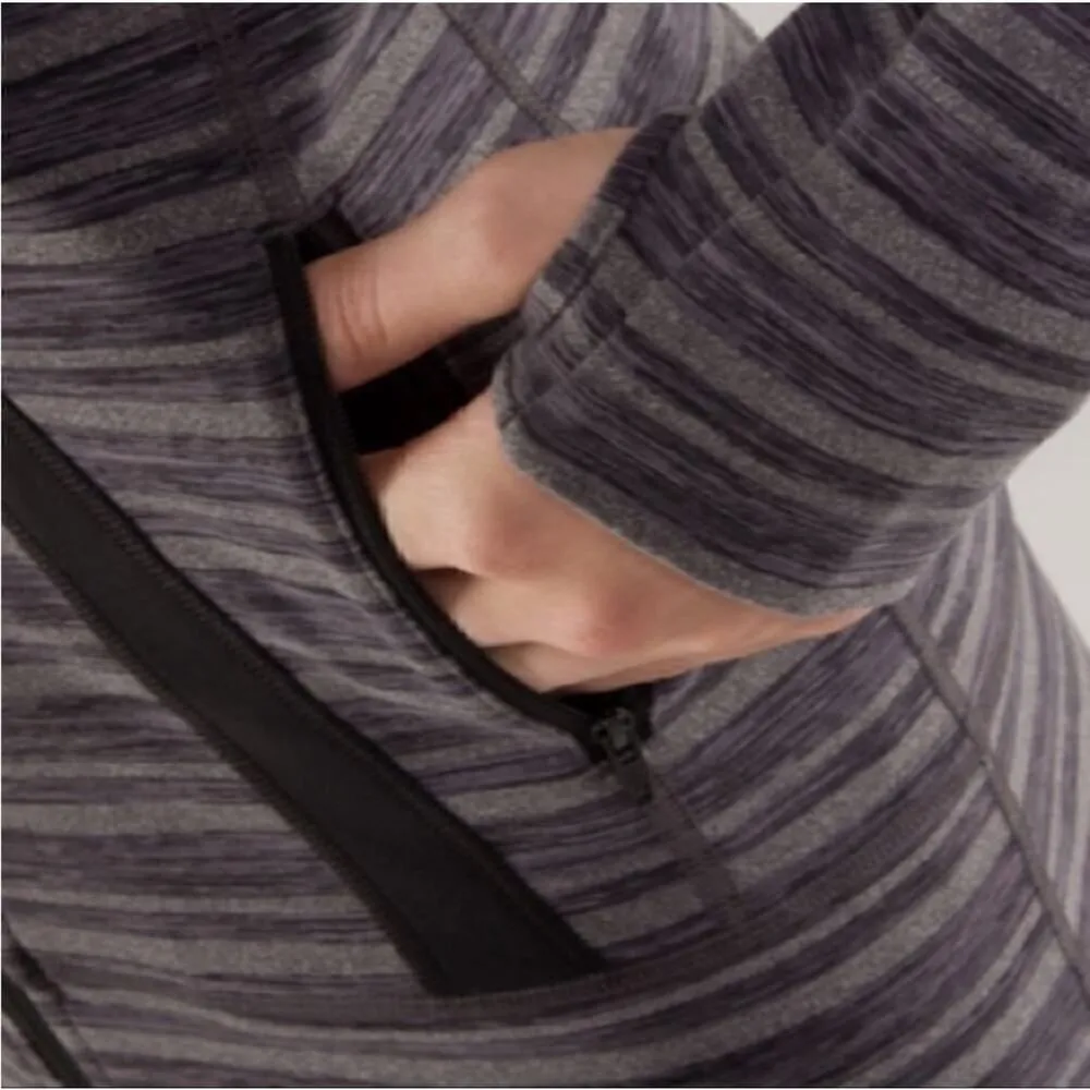 Lululemon Athletica Stride Jacket Black Stripes Galore Black Zip Up Jacket  8 - Image 3
