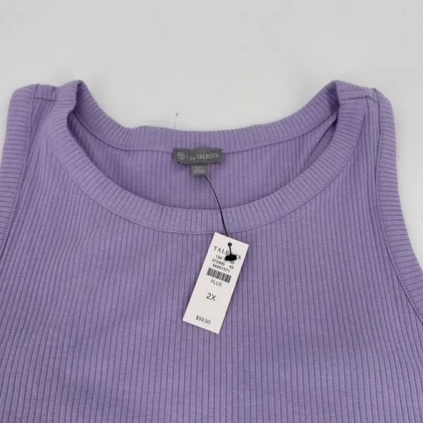 NWT Talbots RIBBED RACERBACK TANK Pius Size Cotton blend Top Size 2X Purple‎ - Image 4