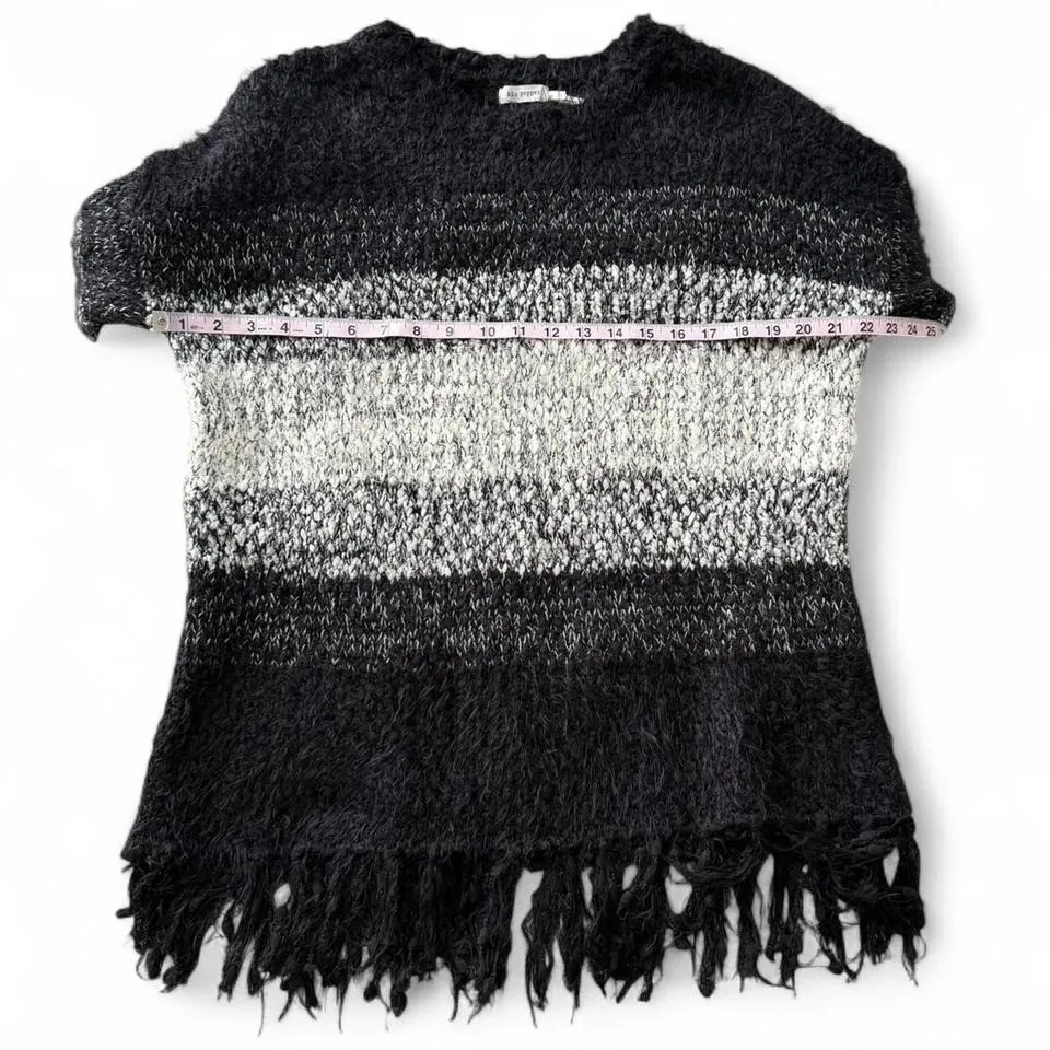 Black and White Striped Fuzzy Sweater - Image 7