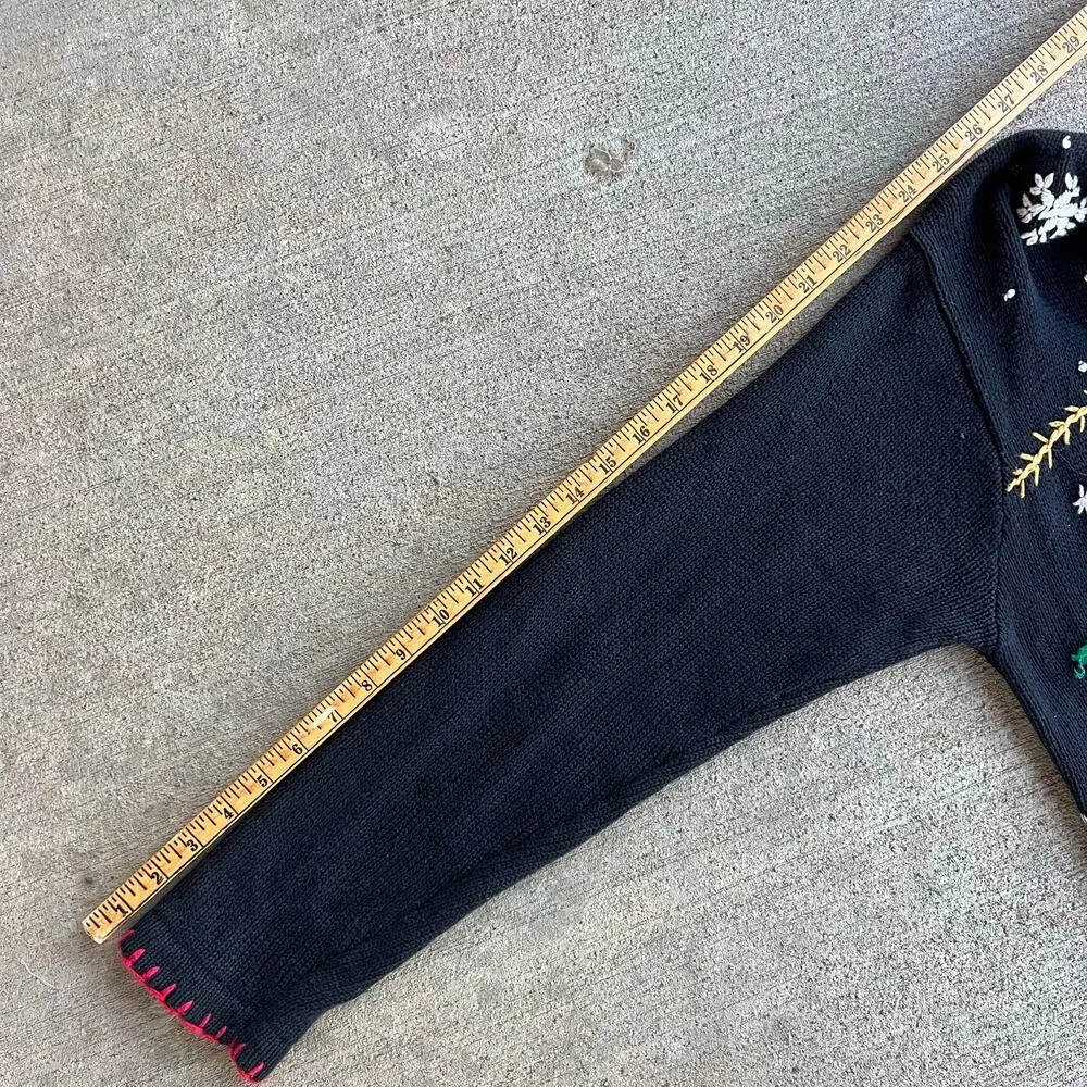 Vintage 90s Victoria Jones Ugly Christmas Sampler Sweater Tunic Mock Neck MEDIUM - Image 5