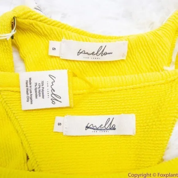 New! Set! Mello the Label yellow textured Brazilian‎ thong bottom bikini, S - Image 5