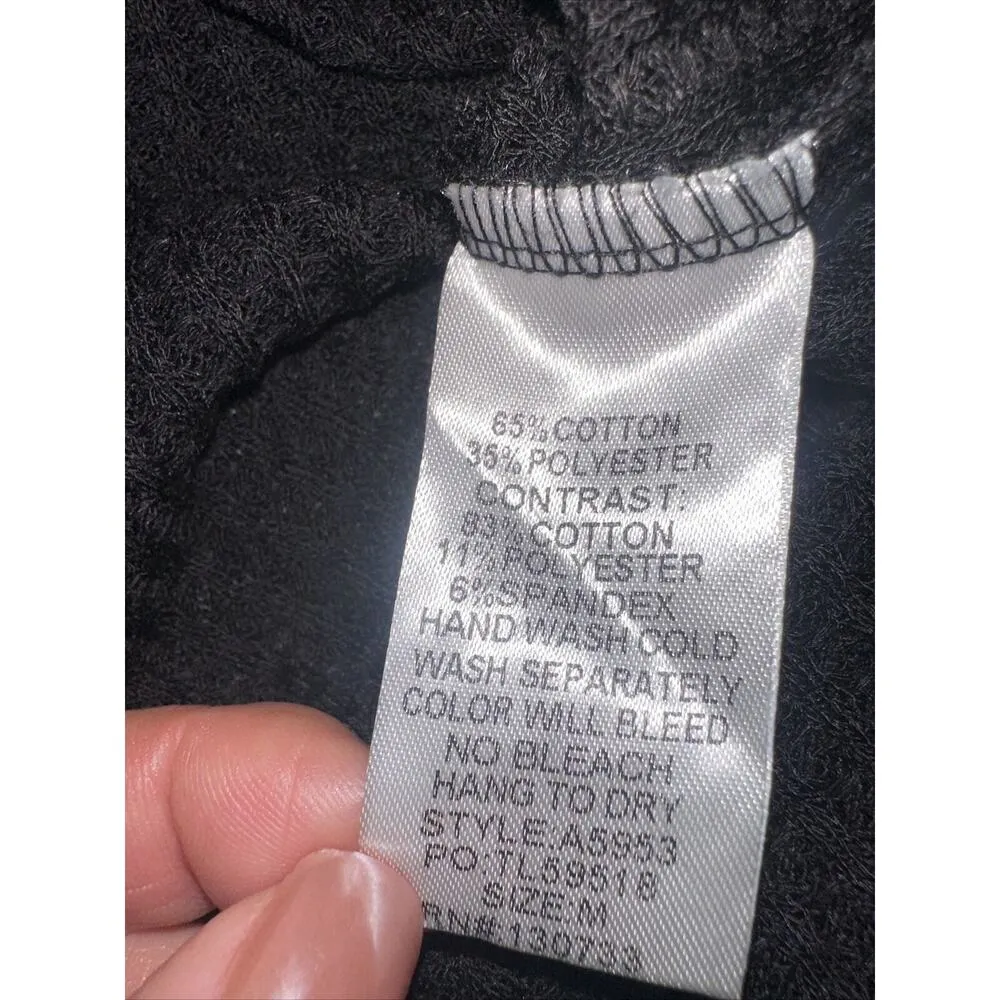 UMGEE Top Womens Medium Black Waffle Knit Striped Long Sleeve Casual Loose - Image 6