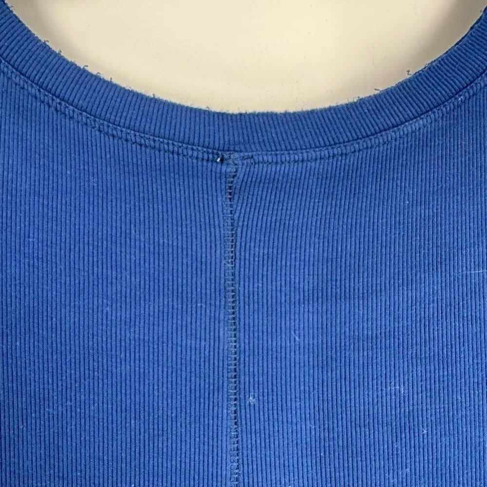 Free People Women's January Ribbed Scoop Neck Long Sleeve‎ Tunic Top Navy Medium - Image 9