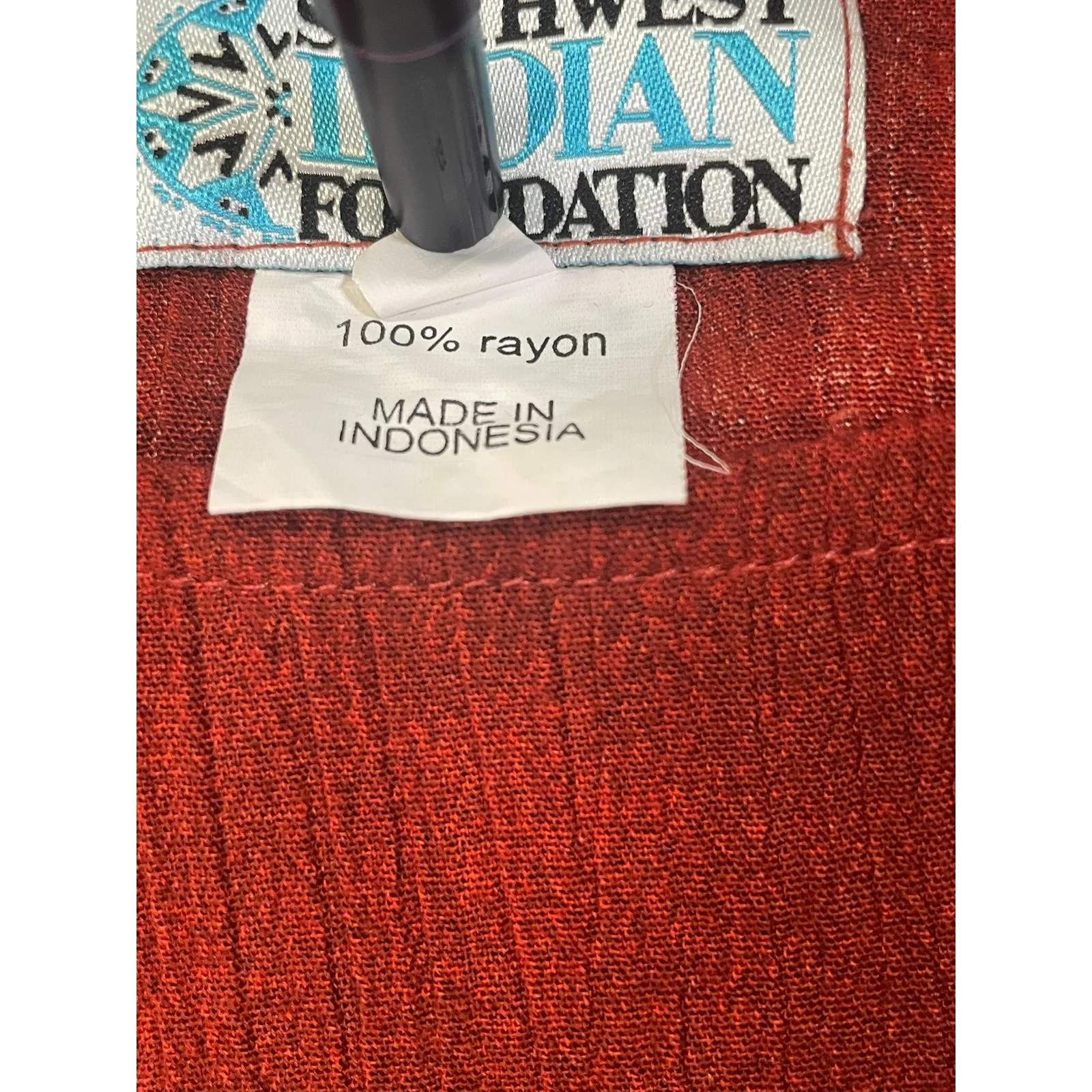 Vintage Southwest Indian Foundation Textured Rust Orange Knit Short Sleeve Top M Red Size M - Image 4