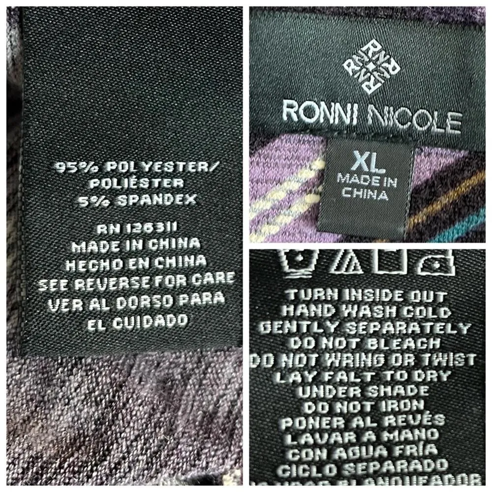 Ronni Nicole Ruffle Sleeve Shift Dress Purple Plum Plaid Women's Size XL - Image 11