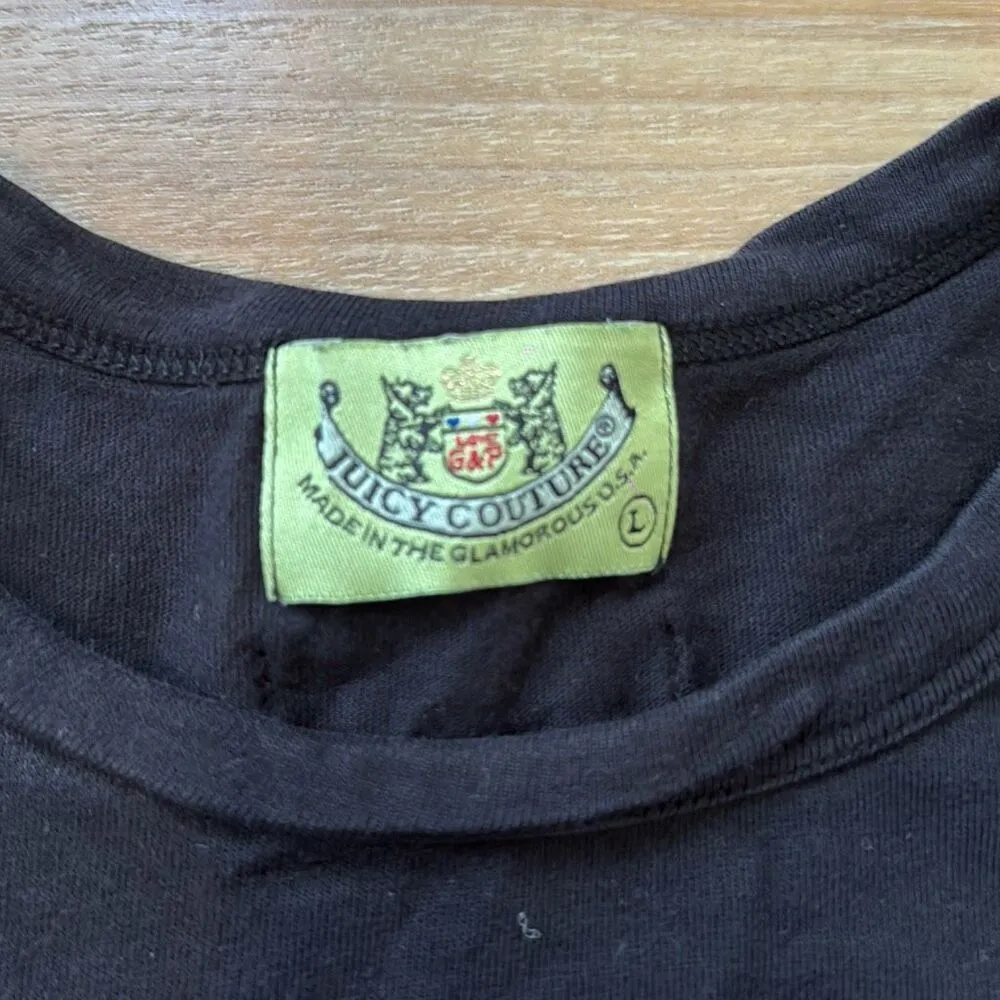 Vintage Juicy Couture Black Rainbow Graphic Puff Short Sleeve T-shirt size large - Image 2