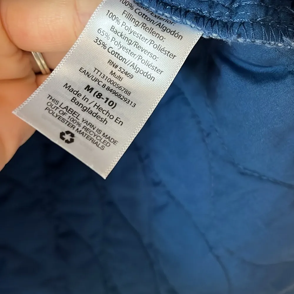 Navy Blue Quilted Jacket w/ Peter Pan Collar - Image 9