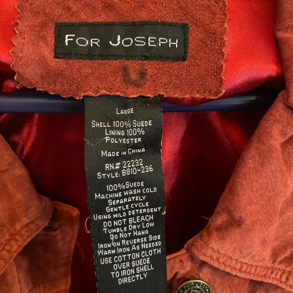Vintage For Joseph Red Suede Fall Jacket style of jean jacket boho Western - Image 5