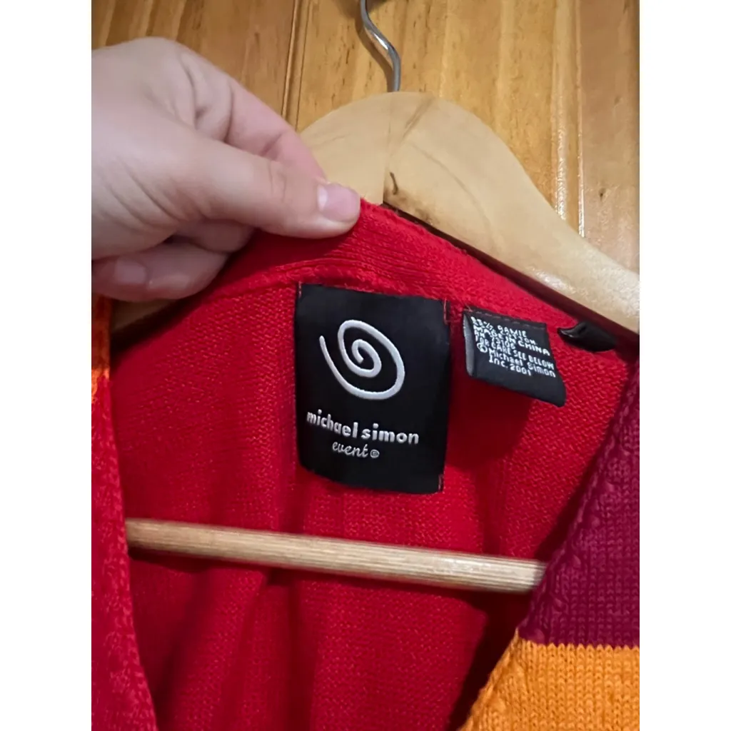 RARE VTG Michael Simon Thanksgiving Themed Festive Patchwork Knit Vest PS Red Size undefined - Image 4