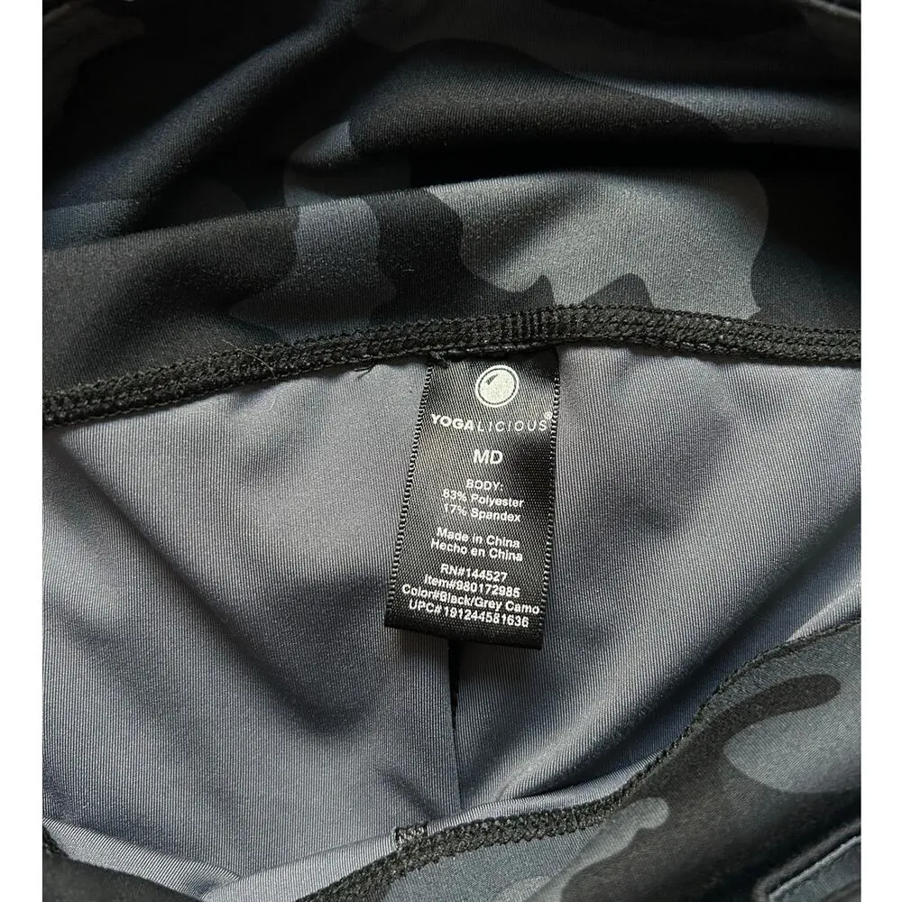 Yogalicous Camo Black Gray Pockets 7/8 Length High Rise Leggings Size Medium - Image 8