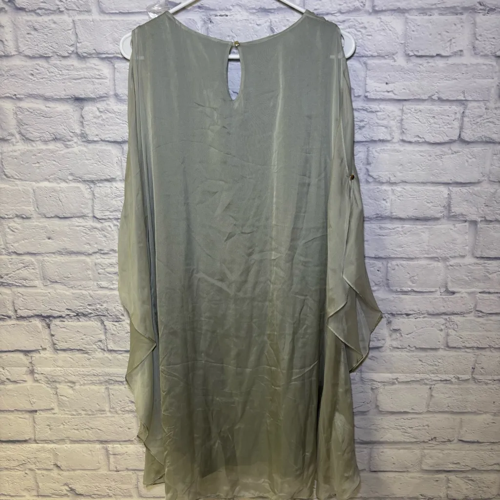 Soft Surroundings Morlaix Silk Dress Sage Medium Drapey Flowy Sophisticated New - Image 4