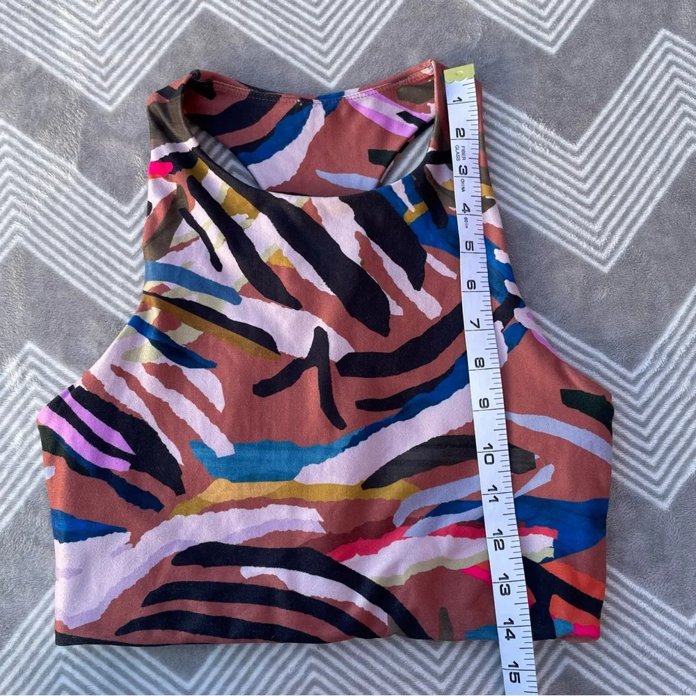 Betsey Johnson Performance Tribal Abstract Zebra High Neck Longline Sports Bra S - Image 4