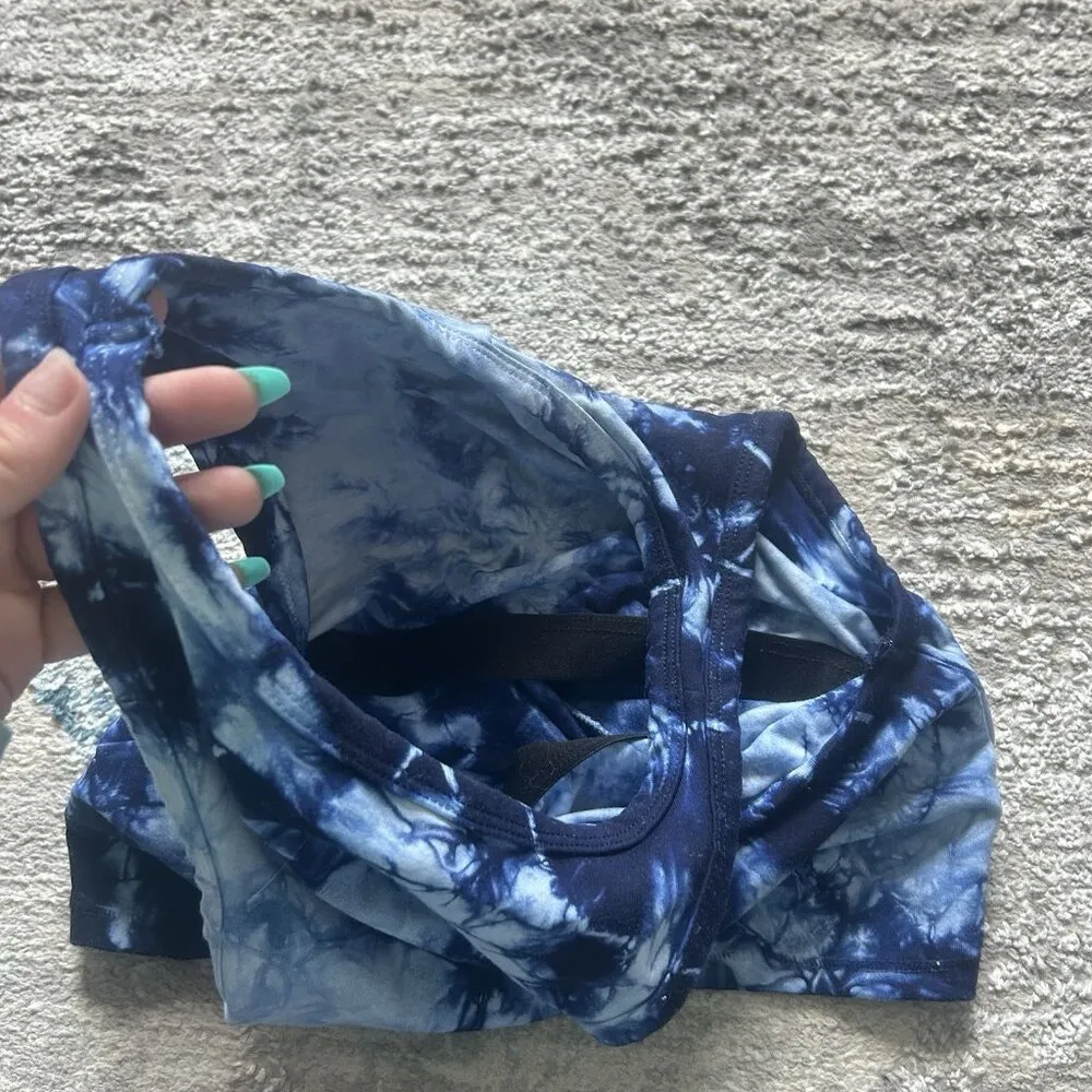 Electric & Rose Sports Bralette Crop Top Tie Dye Blue Womens Small Made In USA - Image 7