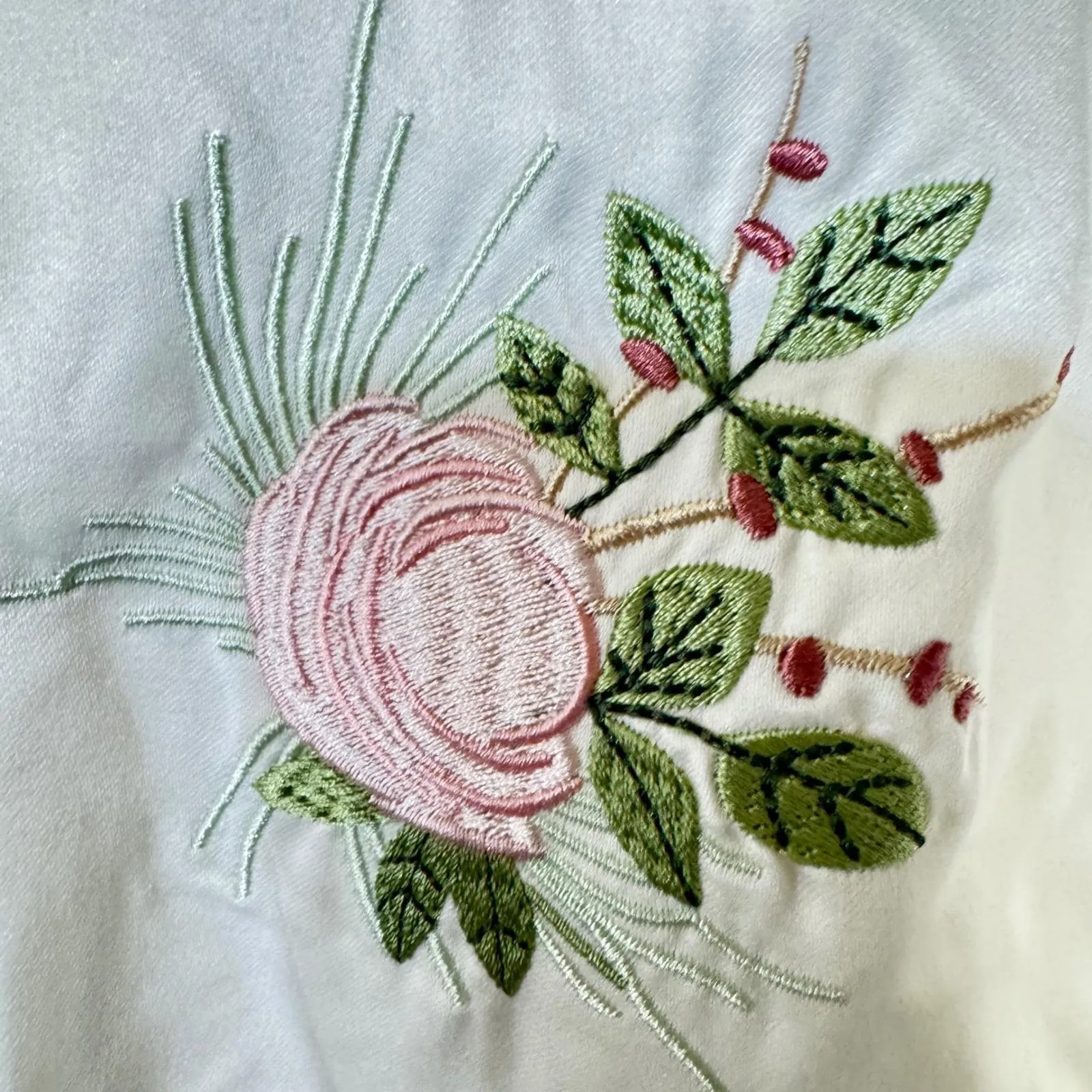 VTG Kay Anna International Pajama Set Floral Embroidered Button Front Top Pant L White Size undefined - Image 2