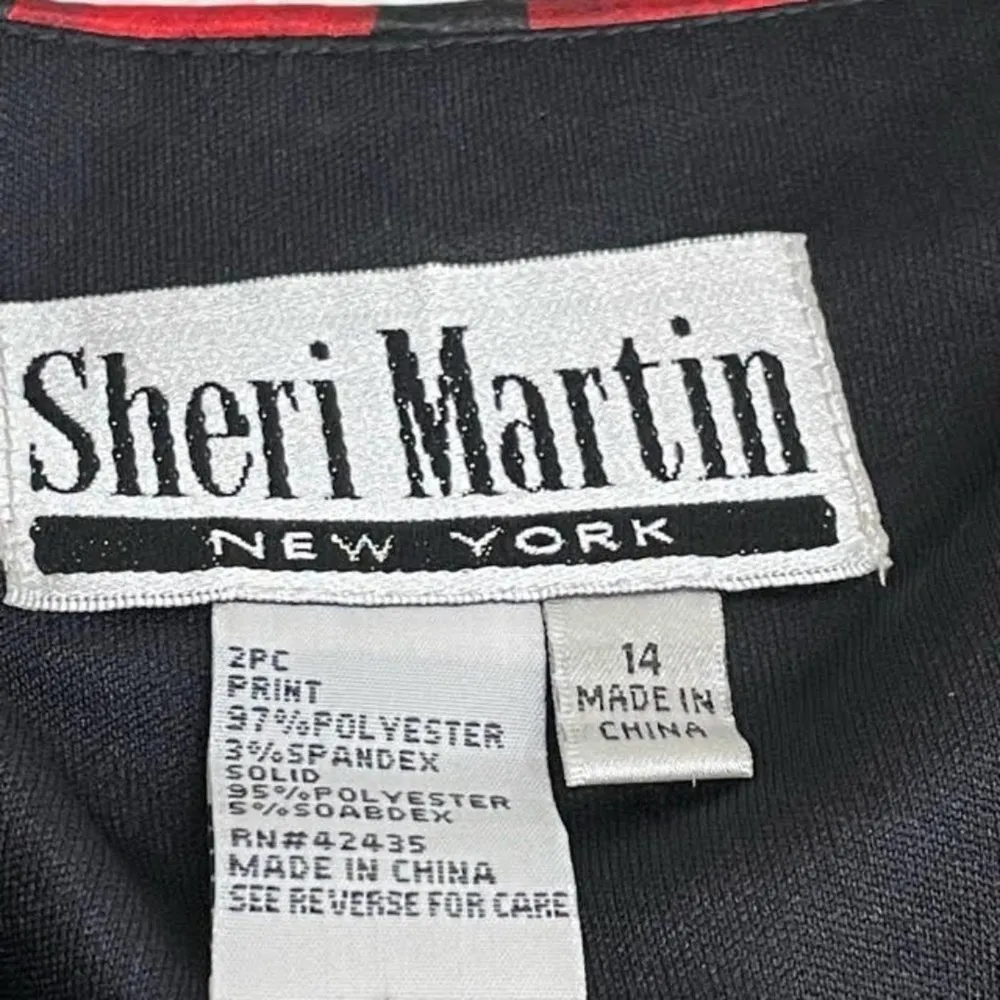 Sheri Martin Two Piece Top and Pant Red Black Floral Set Size 14 - Image 45