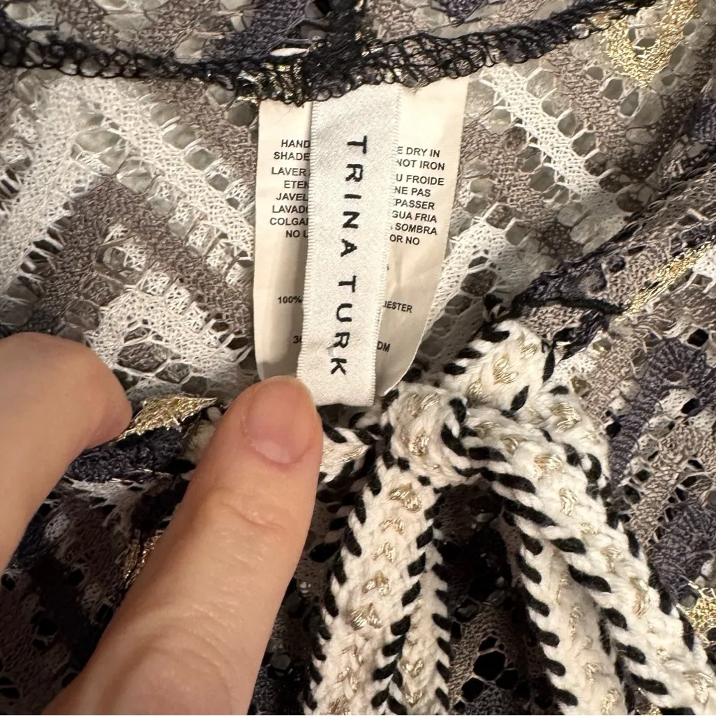 Trina Turk Drift Crochet Hooded Poncho Cover Up SZ XS - Image 4