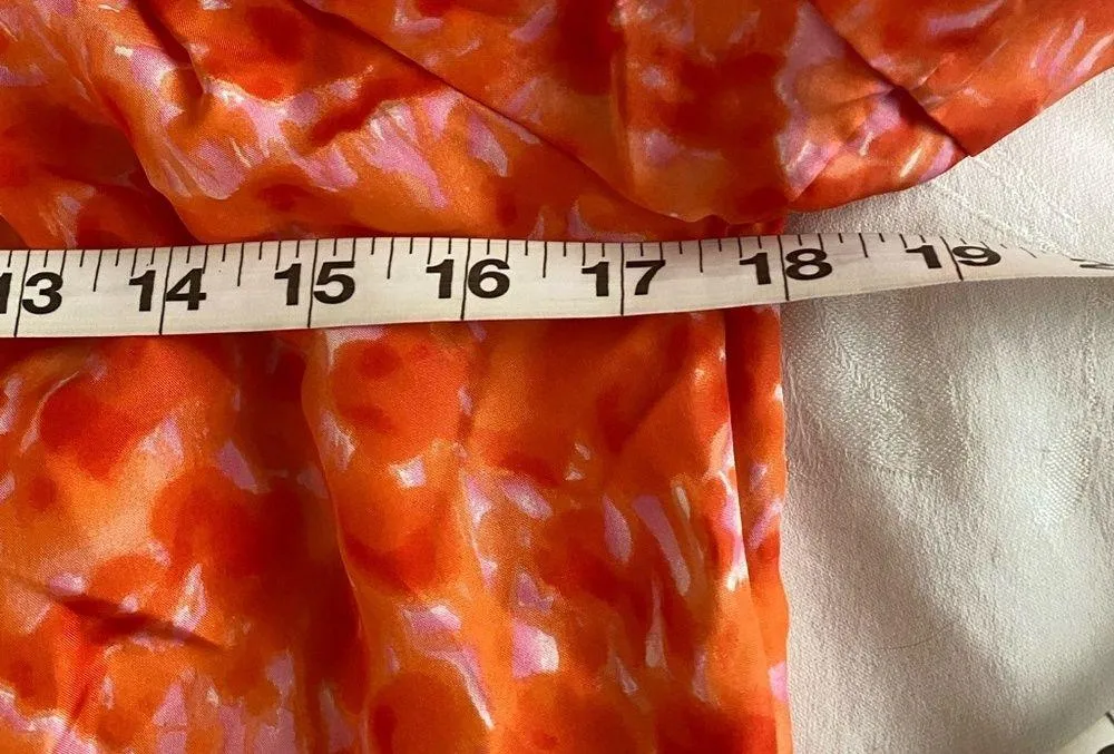 Banana Republic Orange Silk Short Sleeve Blouse Sz XS - Image 9