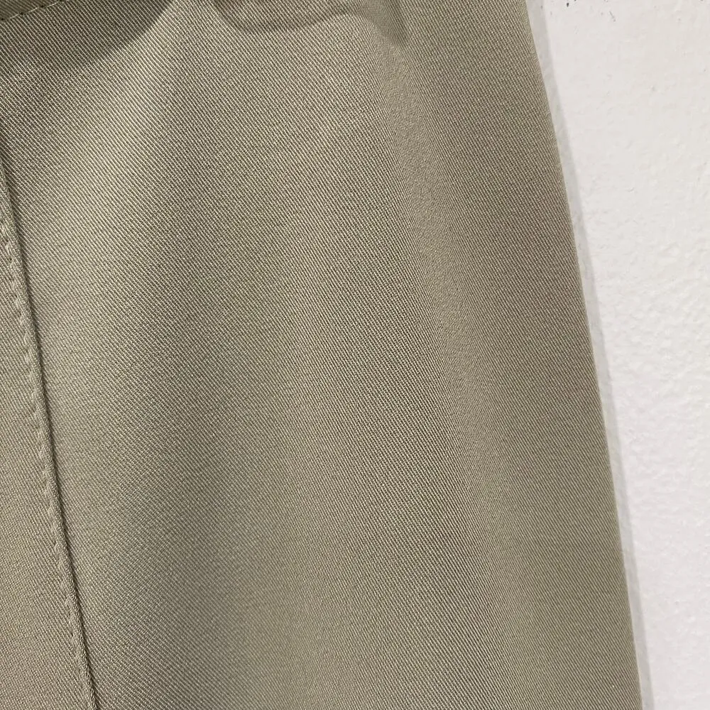 Khaki Fluted Maxi Skirt Front Waist Lace Up Details FR 42 = US M - Image 7